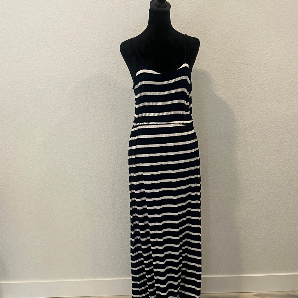 5th & Love Navy Blue and White Striped Maxi Dress